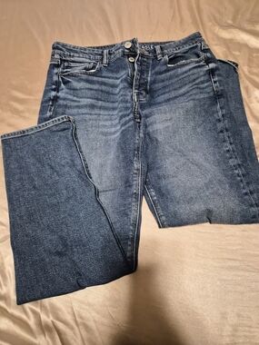 American Eagle Outfitters Women's Straight Leg Jeans - Dark Blue Wash